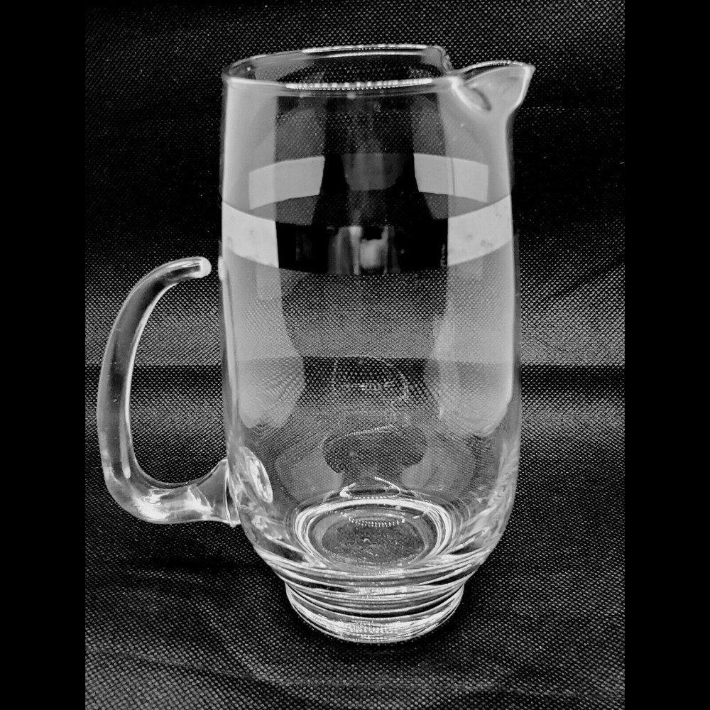 Halo Platinum Glastonbury Lotus Crystal Glass Pitcher 6.25" High Silver Accent